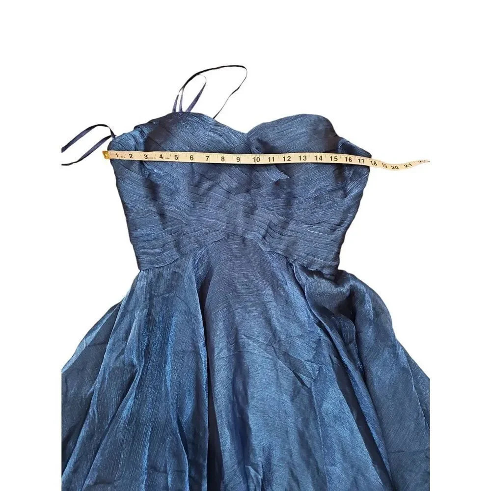 La Femme Dress Strapless Metallic Organza Ball Gown Formal Blue Sz 12 - Picture 8 of 10